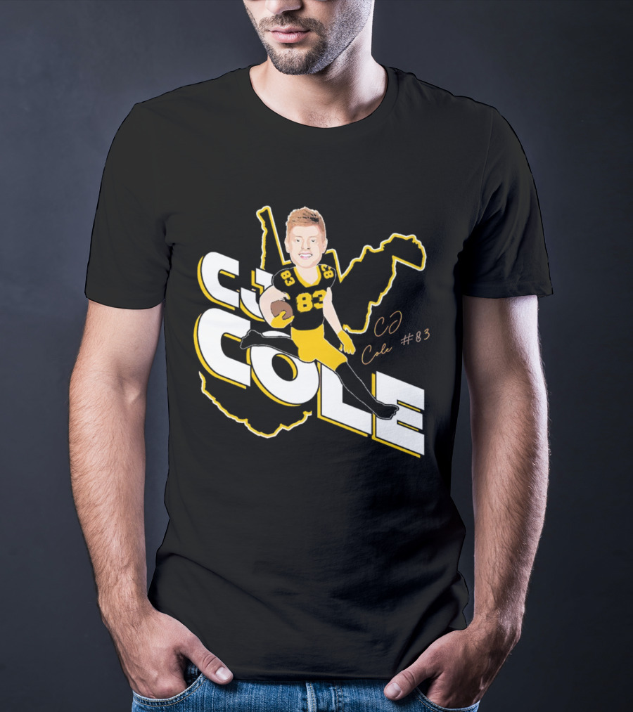 CJ Cole #83 West Virginia Football Player Caricature Signature T-Shirt