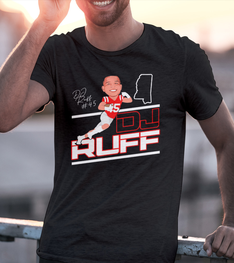 DJ Ruff #45 Ole Miss Rebels Football Signature T-Shirt