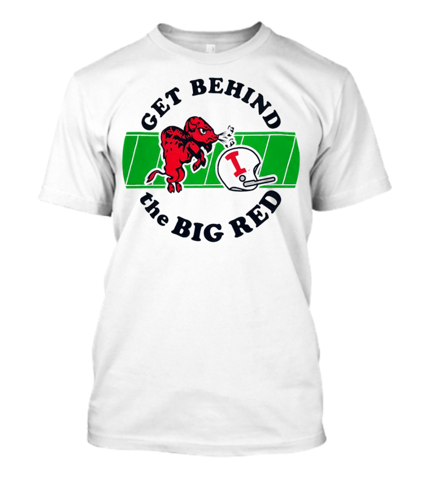 Get Behind The Big Red Indiana Hoosiers Football Helmet And Dog T-Shirt