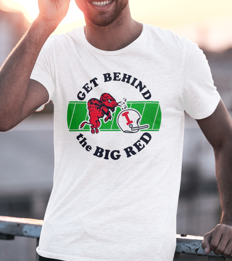 Get Behind The Big Red Indiana Hoosiers Football Helmet And Dog T-Shirt