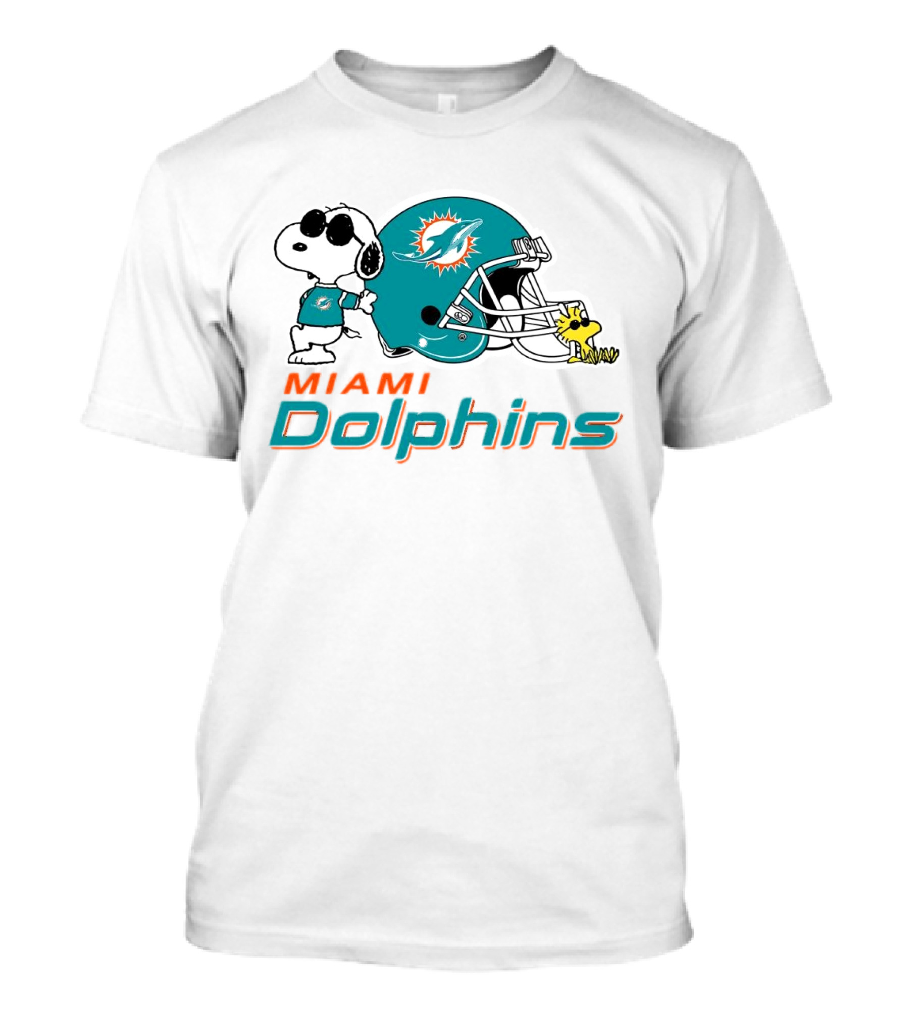 Miami Dolphins Snoopy And Woodstock Football Helmet T-Shirt