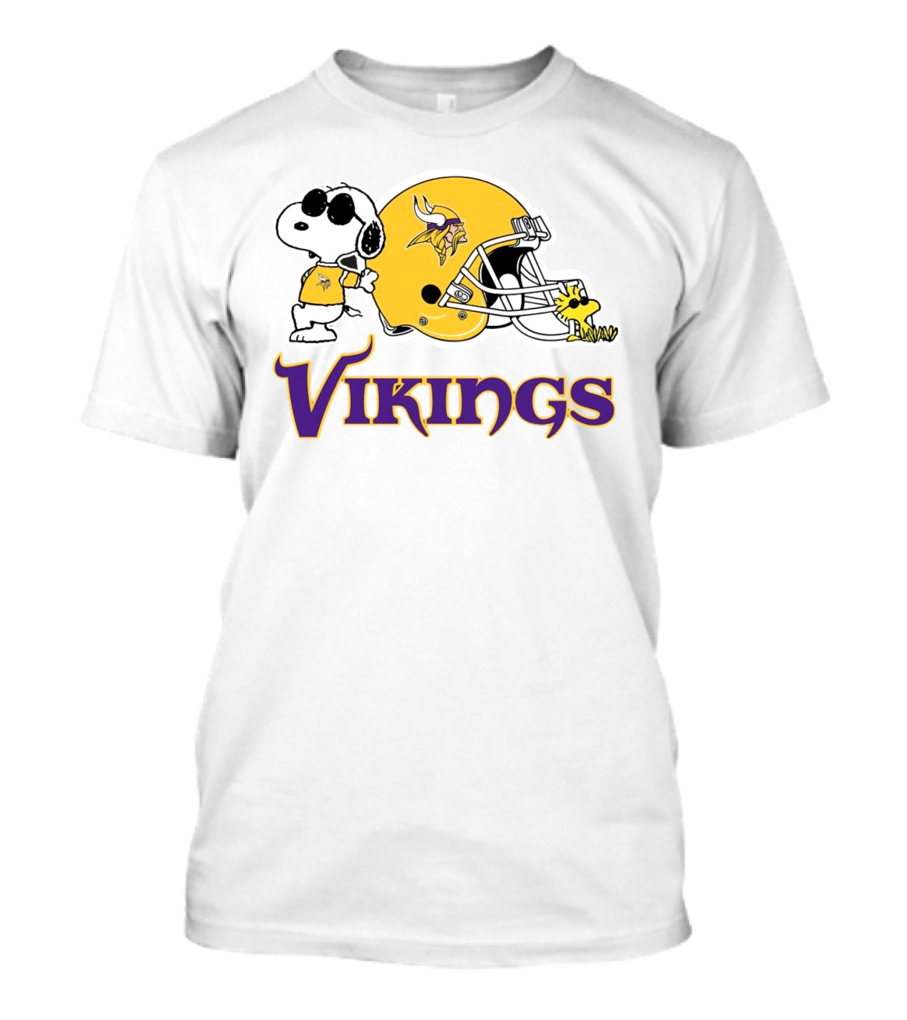 Minnesota Vikings Snoopy Woodstock Helmet T-Shirt
