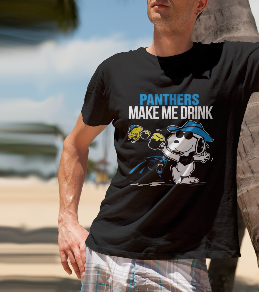 Panthers Make Me Drink Snoopy Iconic Football Fun T-Shirt