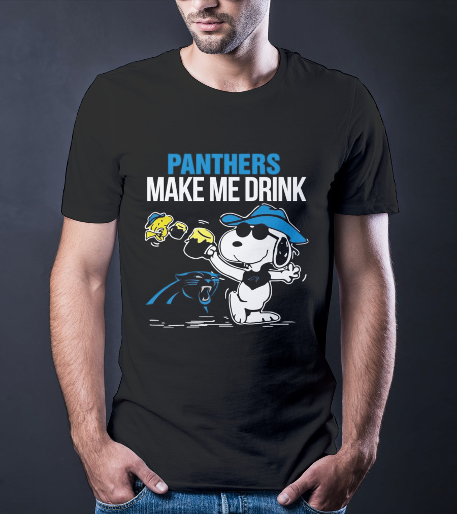 Panthers Make Me Drink Snoopy Iconic Football Fun T-Shirt