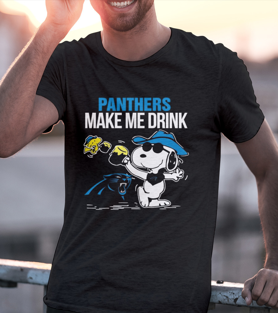 Panthers Make Me Drink Snoopy Iconic Football Fun T-Shirt