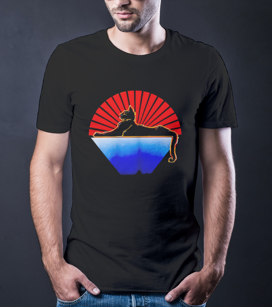 Cats Under The Stars Sphinx With Rising Sun And Tricolor Pyramid T-Shirt