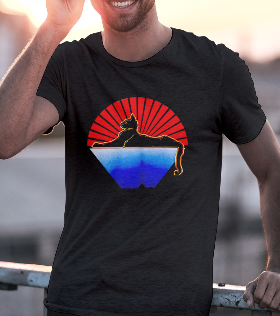 Cats Under The Stars Sphinx With Rising Sun And Tricolor Pyramid T-Shirt