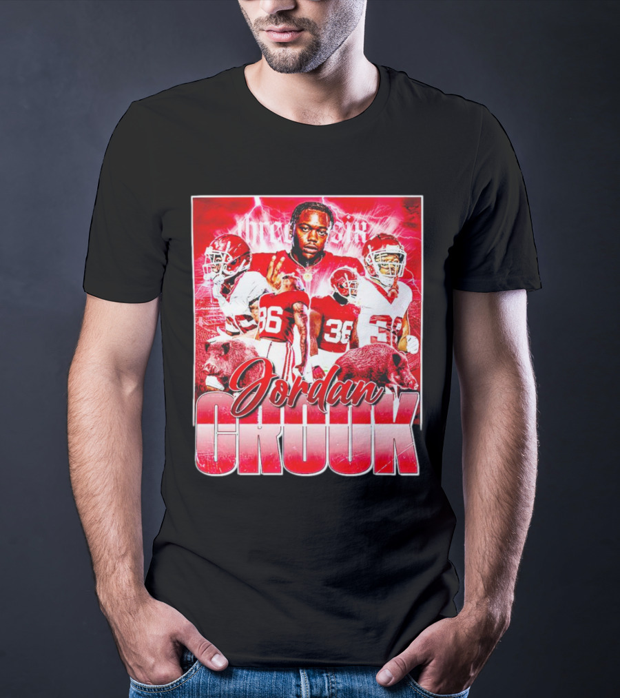 Jordan Crook Arkansas Razorbacks Football Vintage Collage T-Shirt