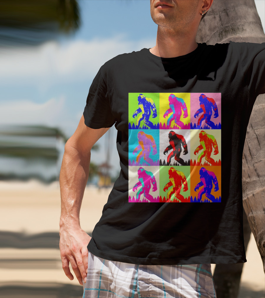 Retro Pop Art Bigfoot Sasquatch Collage T-Shirt