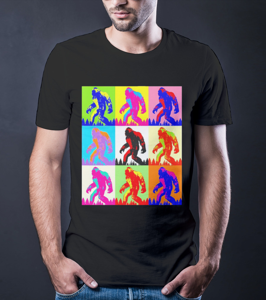 Retro Pop Art Bigfoot Sasquatch Collage T-Shirt