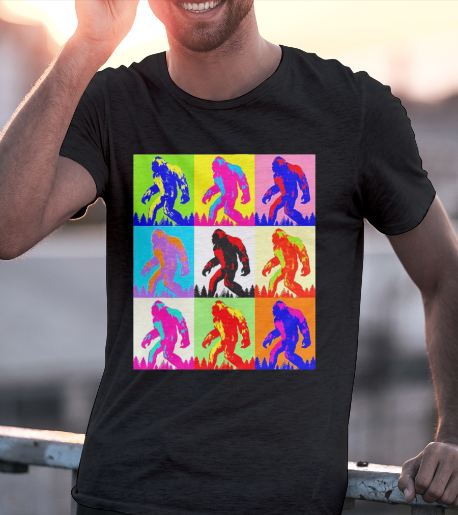 Retro Pop Art Bigfoot Sasquatch Collage T-Shirt