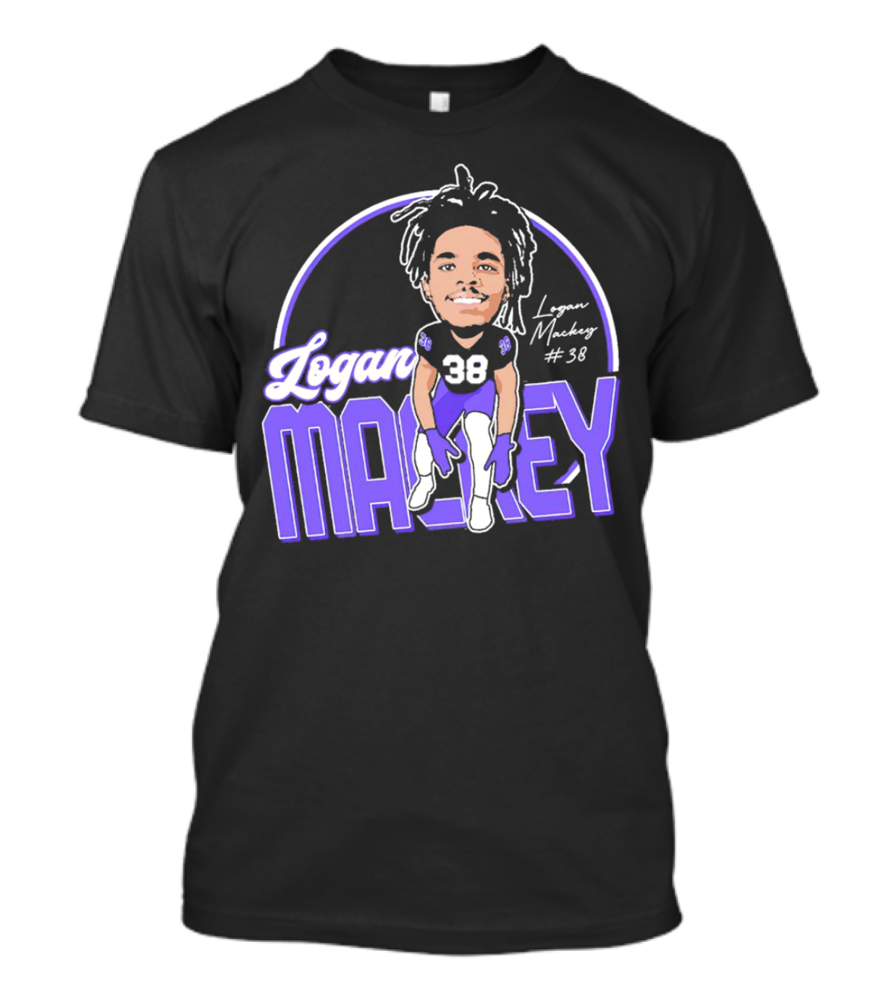 Logan Mackey 38 Weber State Wildcats Football Signature T-Shirt