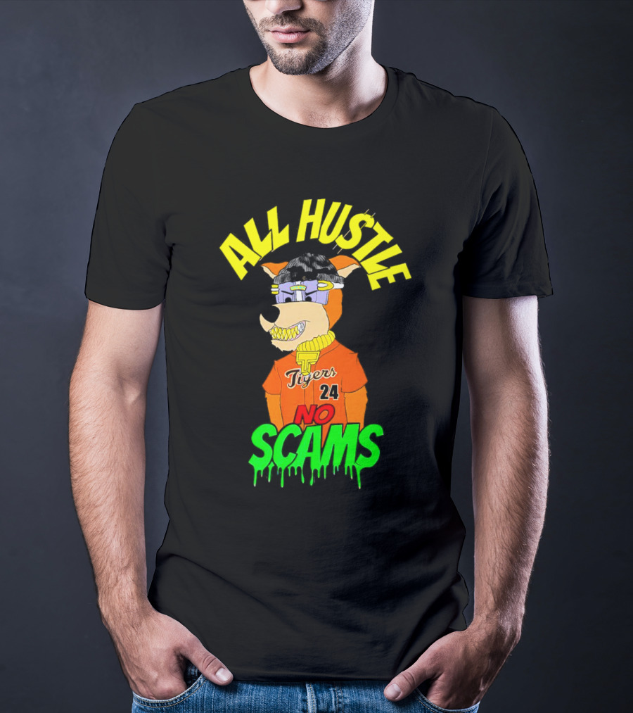 All Hustle No Scams Tigers 24 Cartoon Character T-Shirt