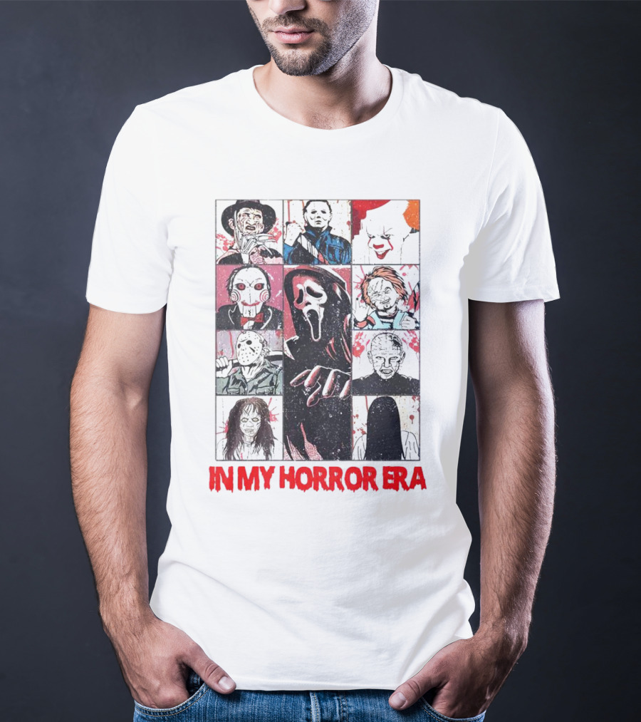 In My Horror Era Ghostface Freddy Krueger Michael Myers Pennywise Jason Chucky Pinhead Sadako Samara T-Shirt