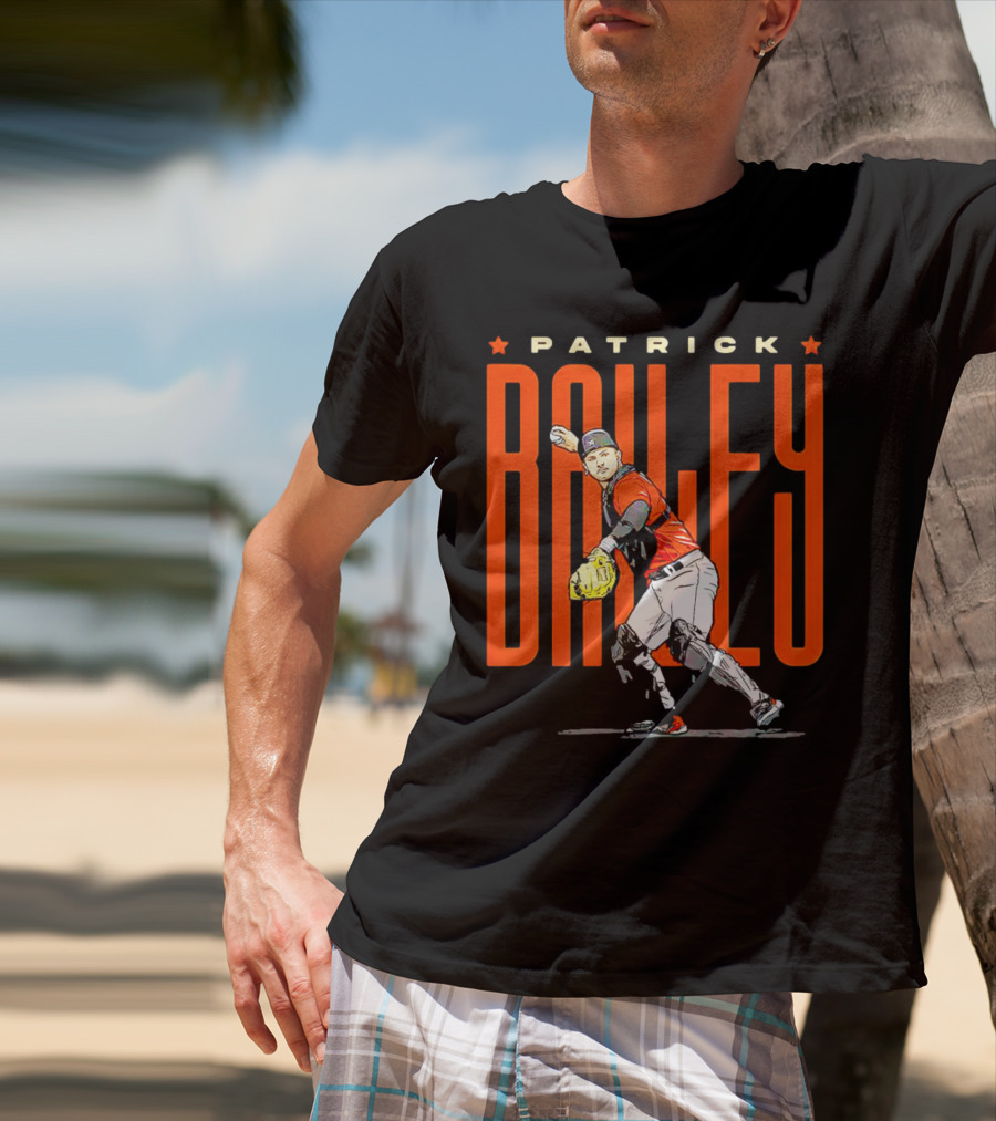 Patrick Bailey Baseball Player Illustration With Orioles Colors T-Shirt