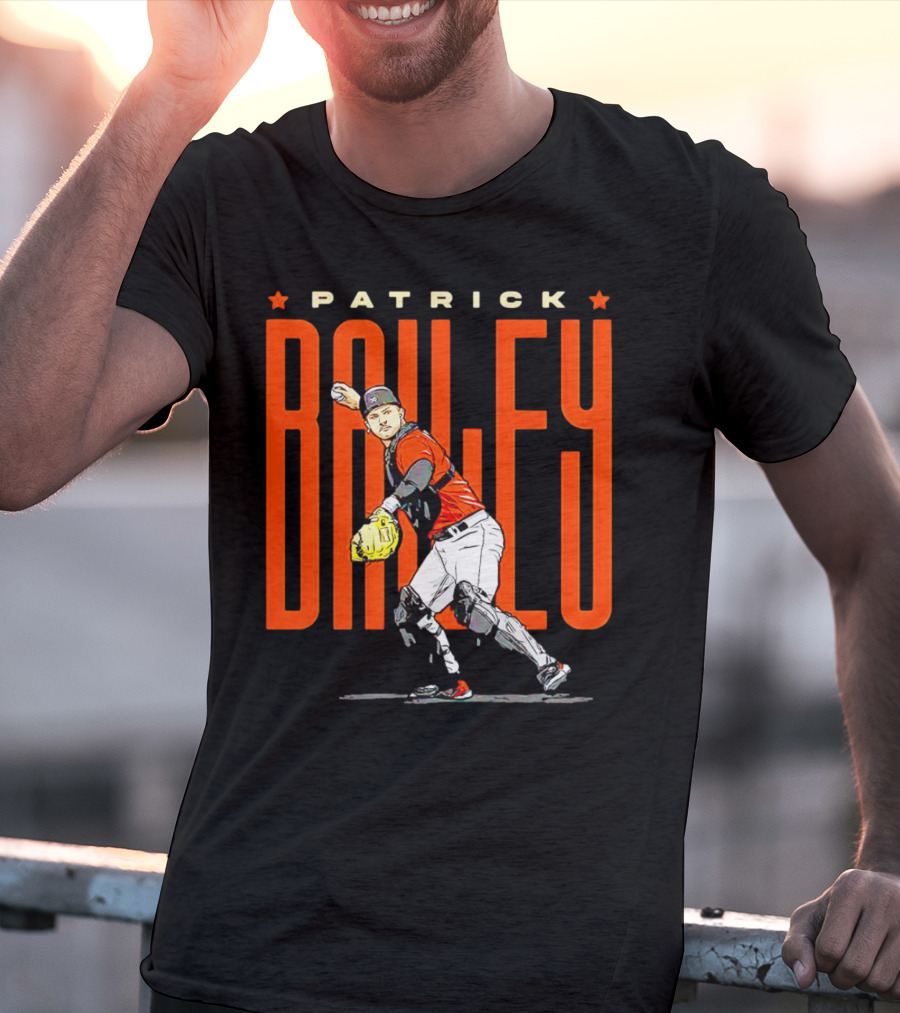 Patrick Bailey Baseball Player Illustration With Orioles Colors T-Shirt