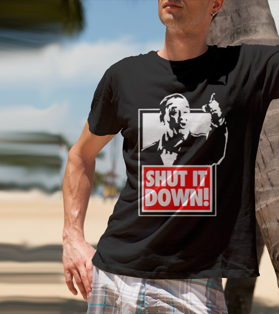 SHUT IT DOWN Meme Bold Red And White Iconic T-Shirt