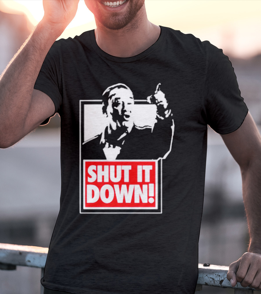 SHUT IT DOWN Meme Bold Red And White Iconic T-Shirt