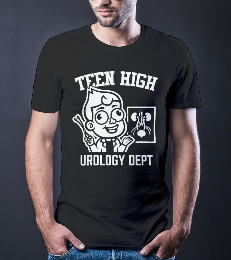 Teen High Urology Dept Cartoon Boy With Medical Chart T-Shirt