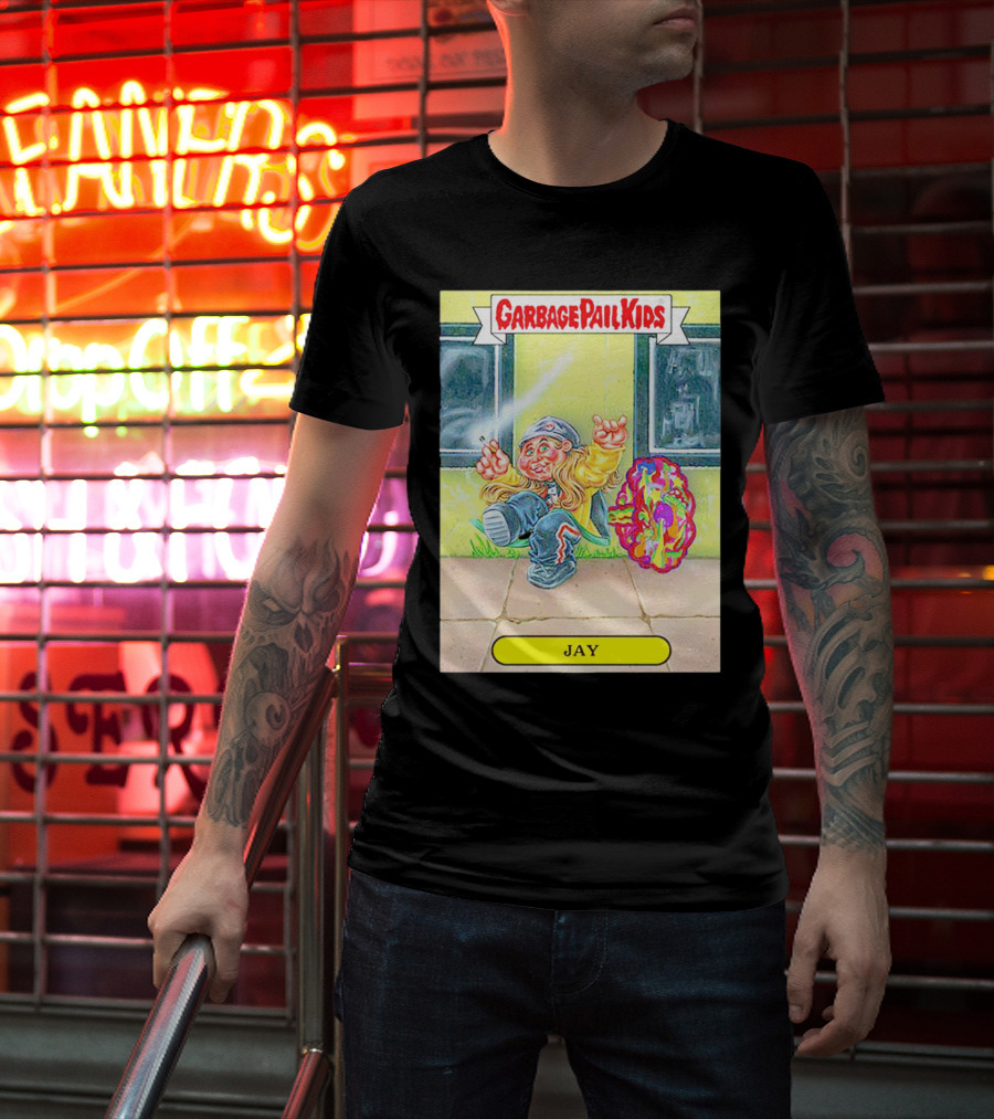 Garbage Pail Kids Jay Character Smoking Graffiti Parody Sticker T-Shirt