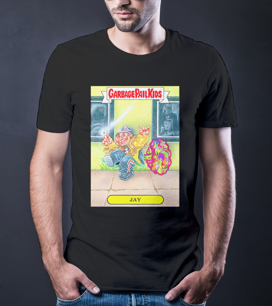 Garbage Pail Kids Jay Character Smoking Graffiti Parody Sticker T-Shirt