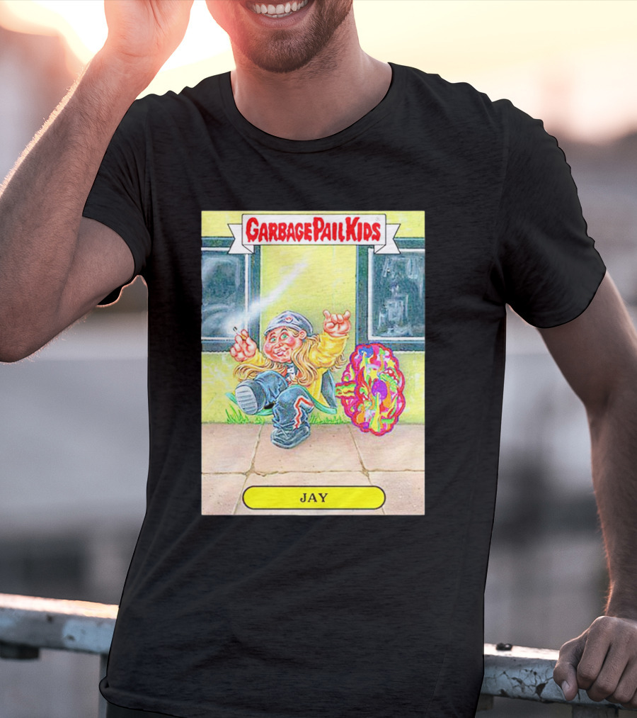 Garbage Pail Kids Jay Character Smoking Graffiti Parody Sticker T-Shirt
