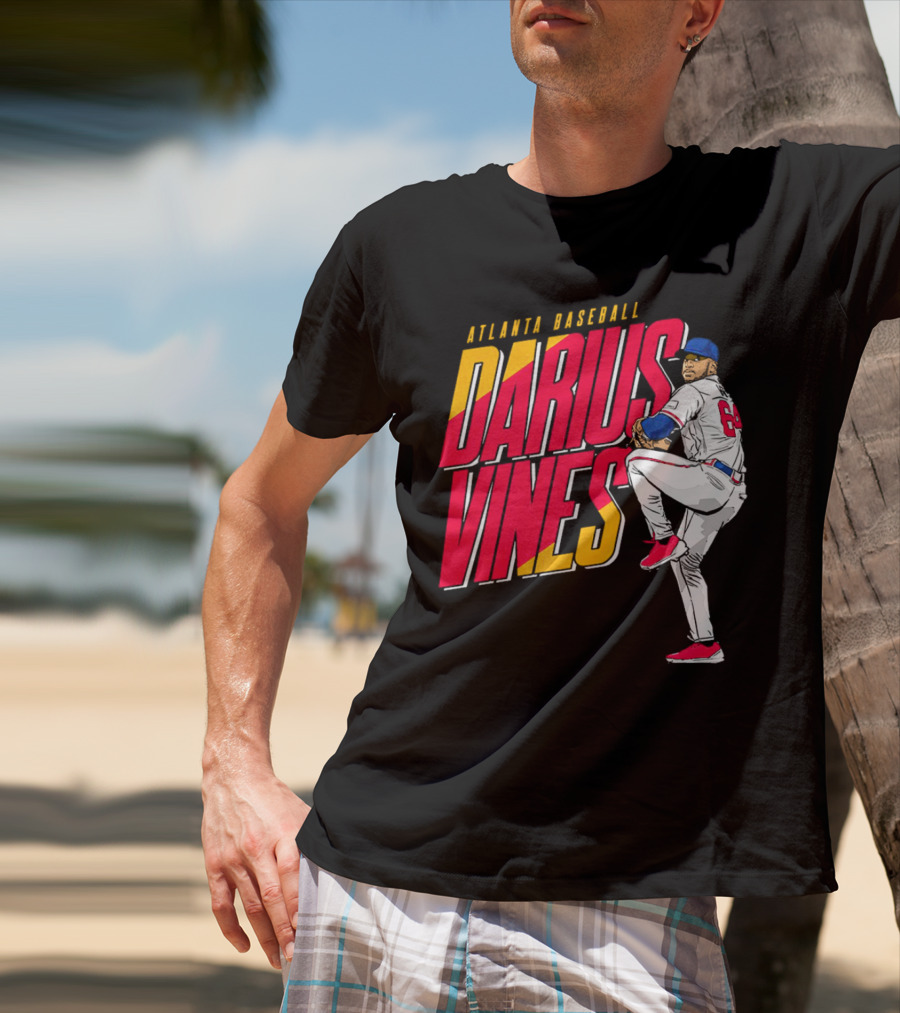 Atlanta Baseball Darius Vines 64 Pitching Action T-Shirt