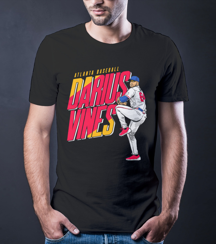 Atlanta Baseball Darius Vines 64 Pitching Action T-Shirt