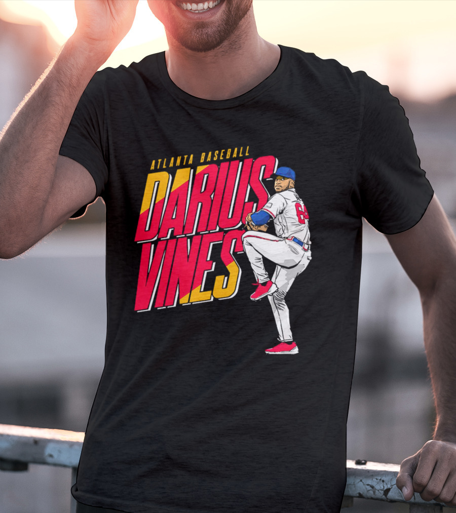 Atlanta Baseball Darius Vines 64 Pitching Action T-Shirt