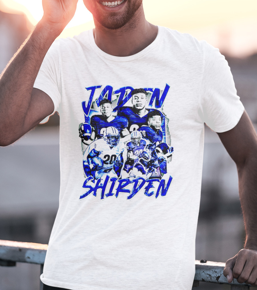 Jaden Shirden Monmouth Hawks Football Vintage Player Collage T-Shirt