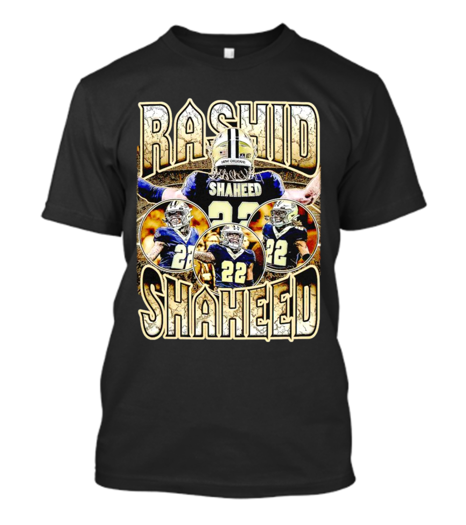 Rashid Shaheed 22 New Orleans Saints Vintage Football Collage T-Shirt