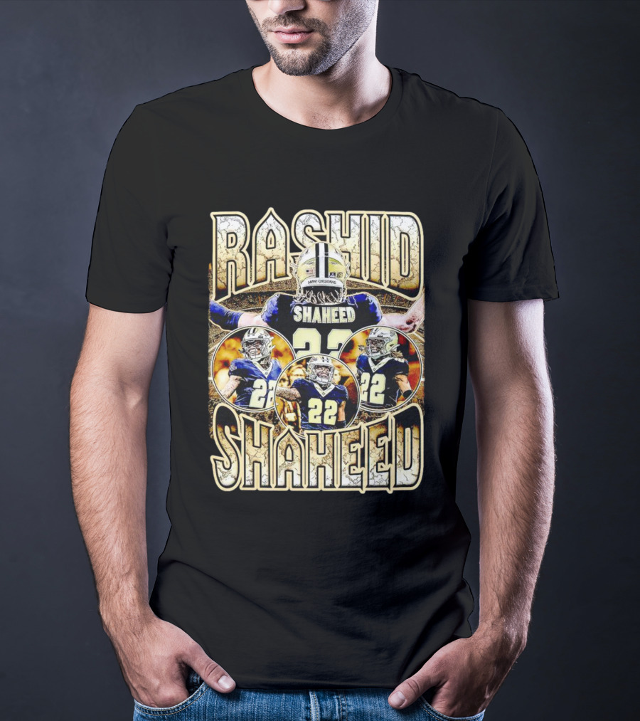 Rashid Shaheed 22 New Orleans Saints Vintage Football Collage T-Shirt