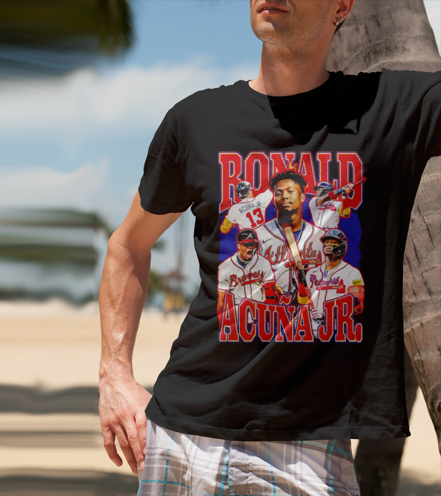 Ronald Acuña Jr Atlanta Braves Vintage Baseball Player Collage T-Shirt