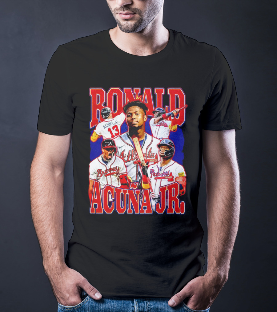 Ronald Acuña Jr Atlanta Braves Vintage Baseball Player Collage T-Shirt