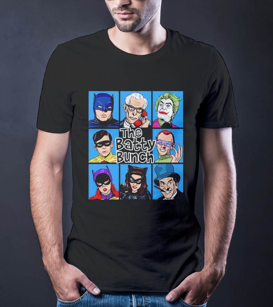 The Batty Bunch Batman Joker Riddler Catwoman Classic Characters T-Shirt