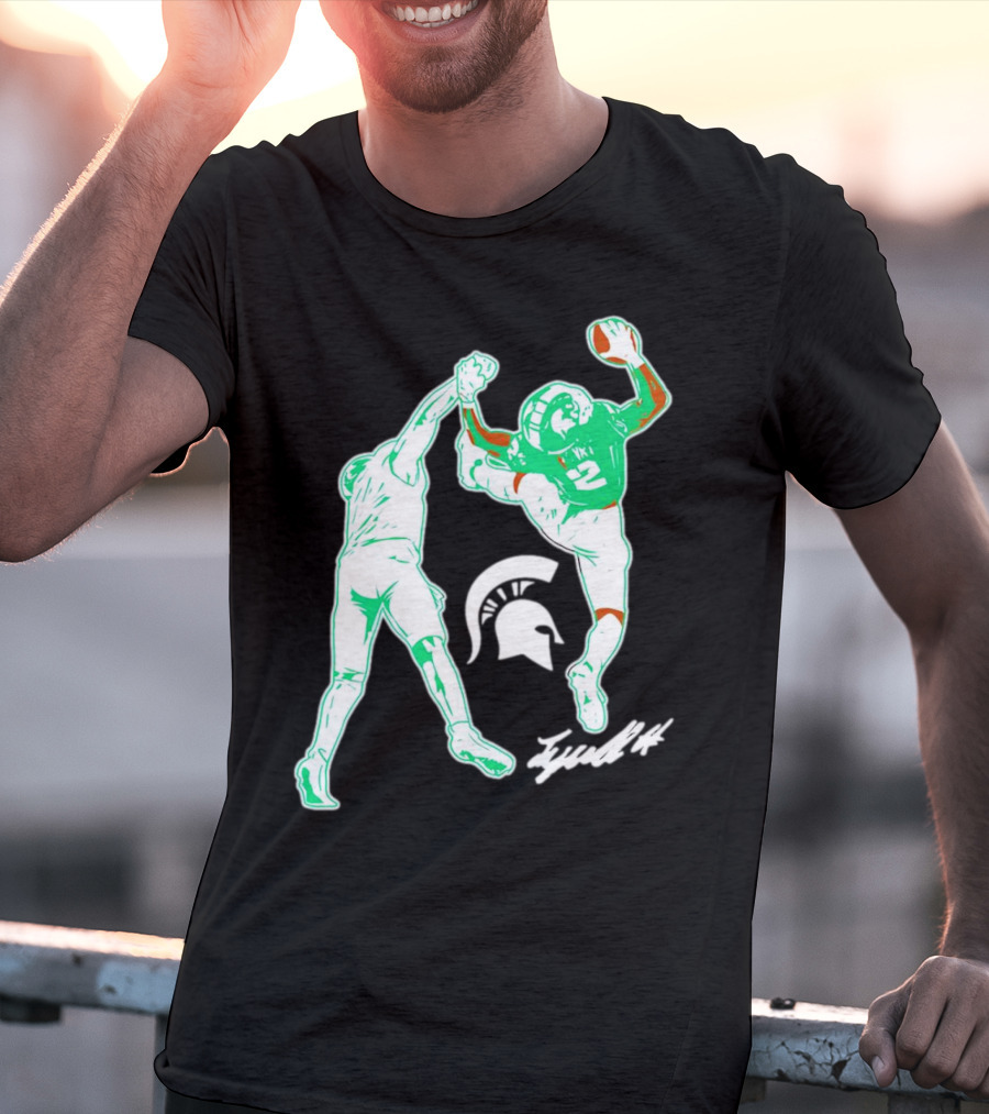 Tyrell Henry Signature Michigan State Spartans Football Catch T-Shirt
