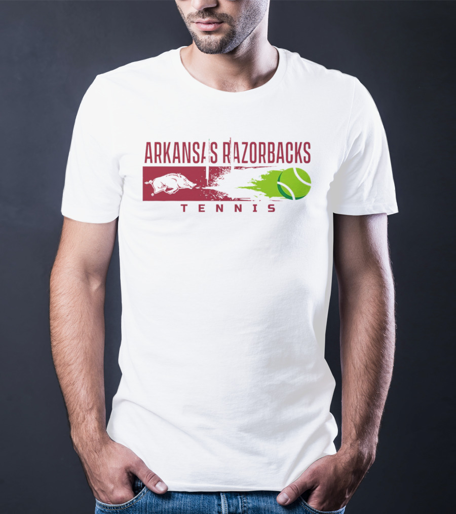 Arkansas Razorbacks Tennis Neon Green Ball And Hog T-Shirt