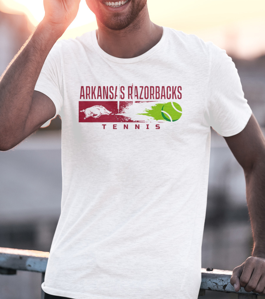 Arkansas Razorbacks Tennis Neon Green Ball And Hog T-Shirt