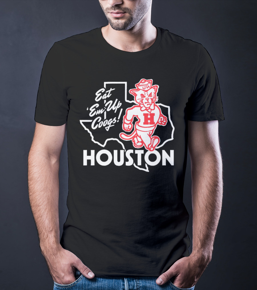 Houston Cougars Eat 'Em Up Coogs Texas State Mascot T-Shirt