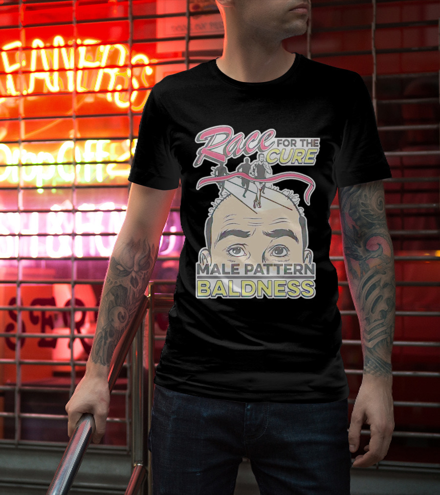 Race For The Cure Male Pattern Baldness Bald Head Runners T-Shirt