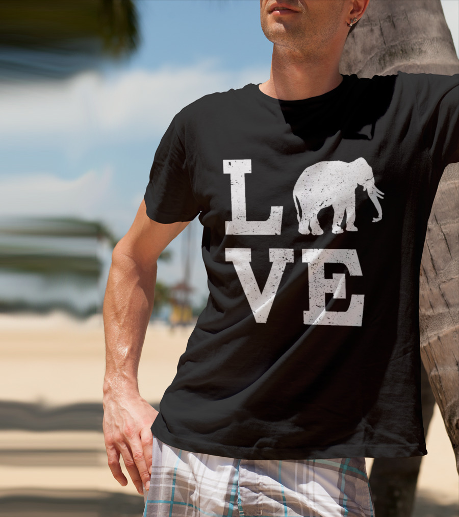Love Elephant Vintage Style Animal T-Shirt