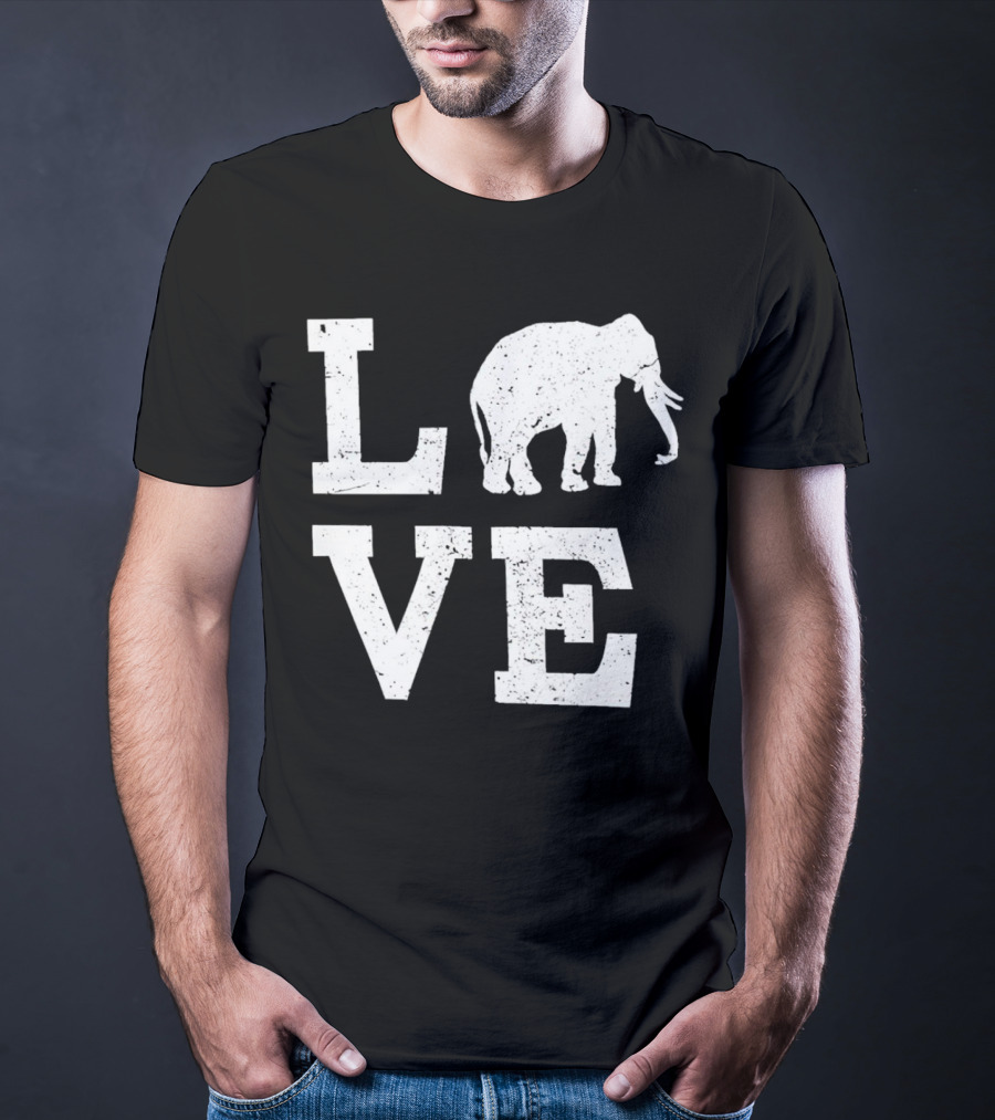 Love Elephant Vintage Style Animal T-Shirt