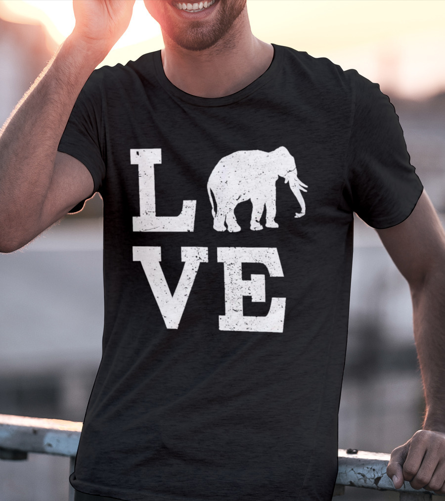 Love Elephant Vintage Style Animal T-Shirt