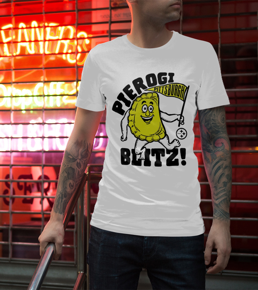 Pittsburgh Pierogi Blitz Steelers Flag T-Shirt