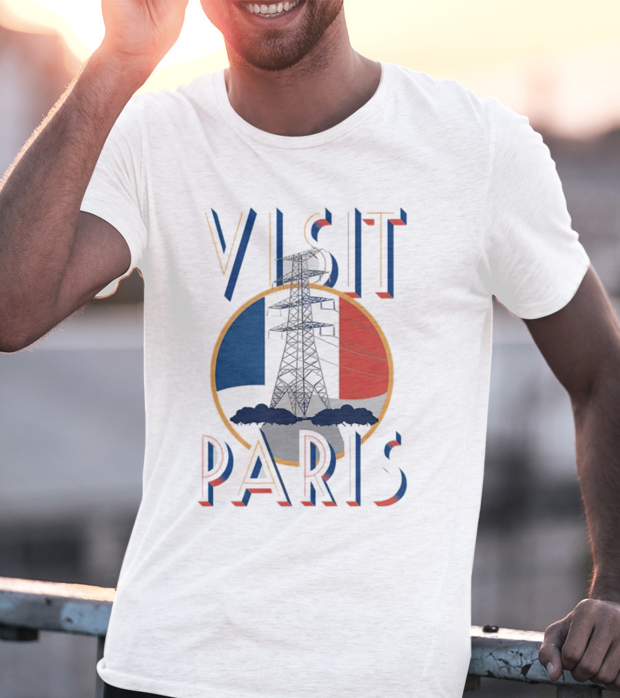 VISIT PARIS Tower Circle Blue Red T-Shirt