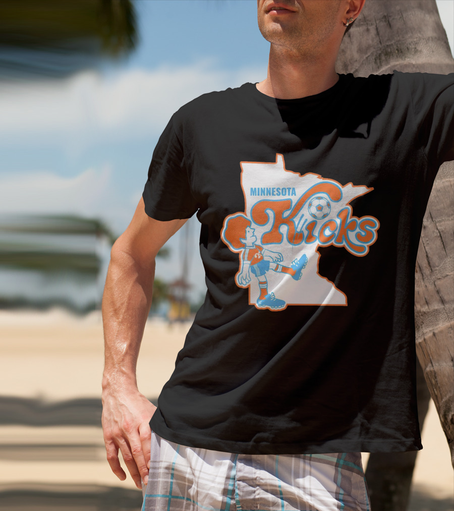 Minnesota Kicks Soccer Player In State Outline T-Shirt