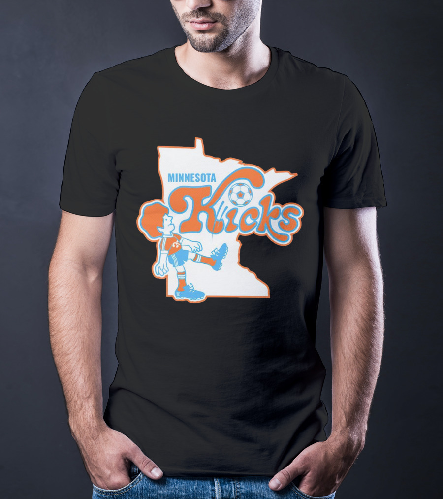 Minnesota Kicks Soccer Player In State Outline T-Shirt