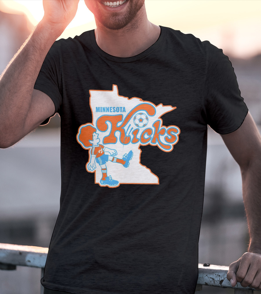 Minnesota Kicks Soccer Player In State Outline T-Shirt
