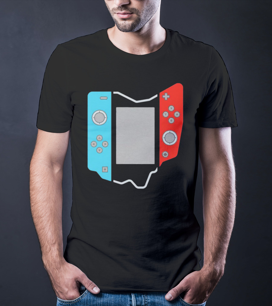 Ohio Gamepad Outline With Blue And Red Controller T-Shirt