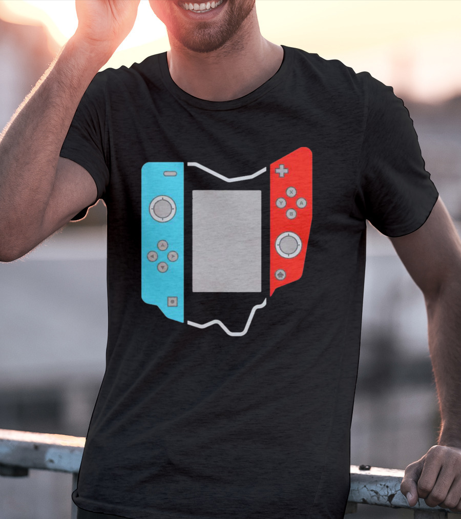 Ohio Gamepad Outline With Blue And Red Controller T-Shirt